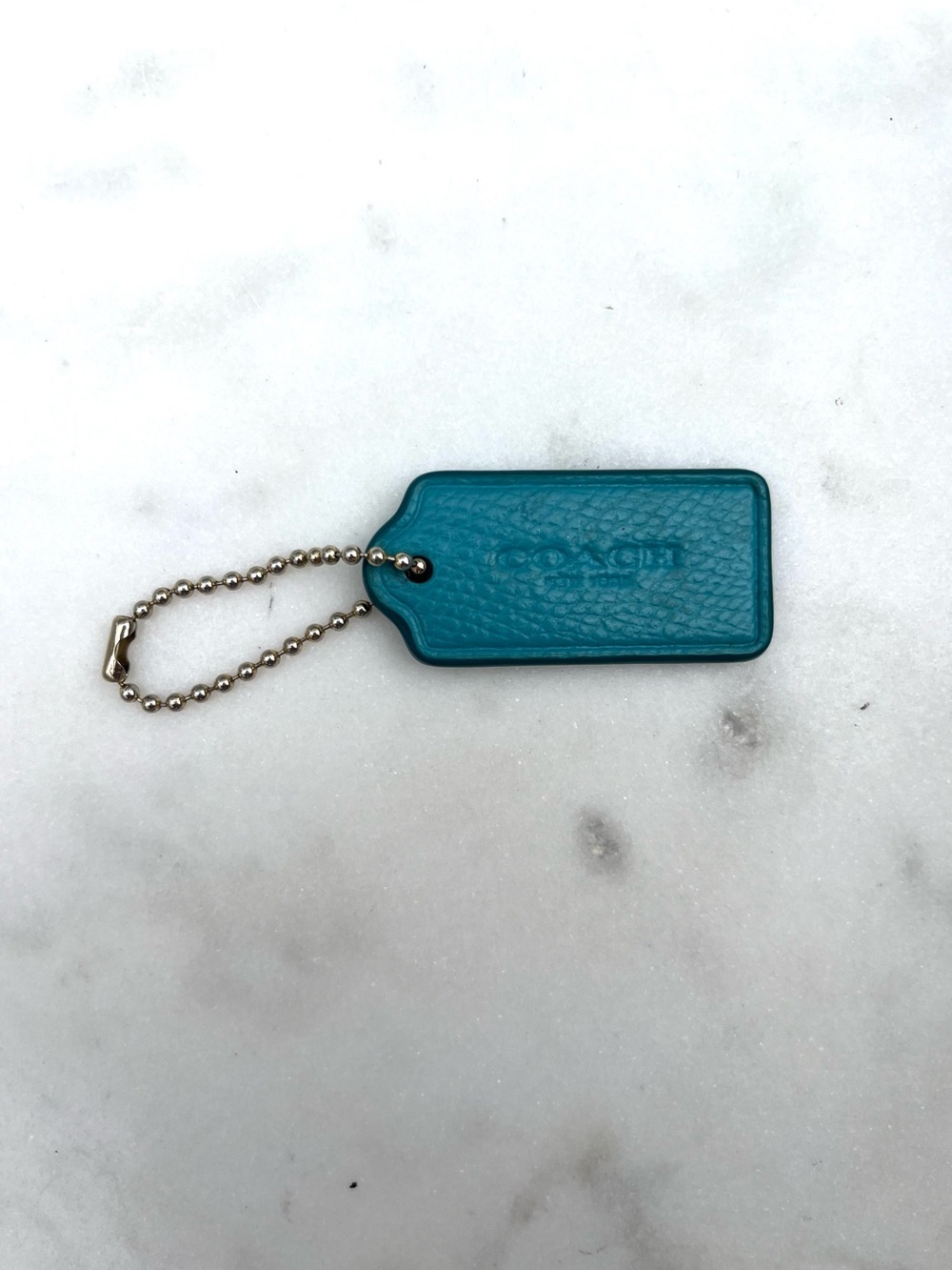 COACH Pebbled Leather Hang Tag, Blue